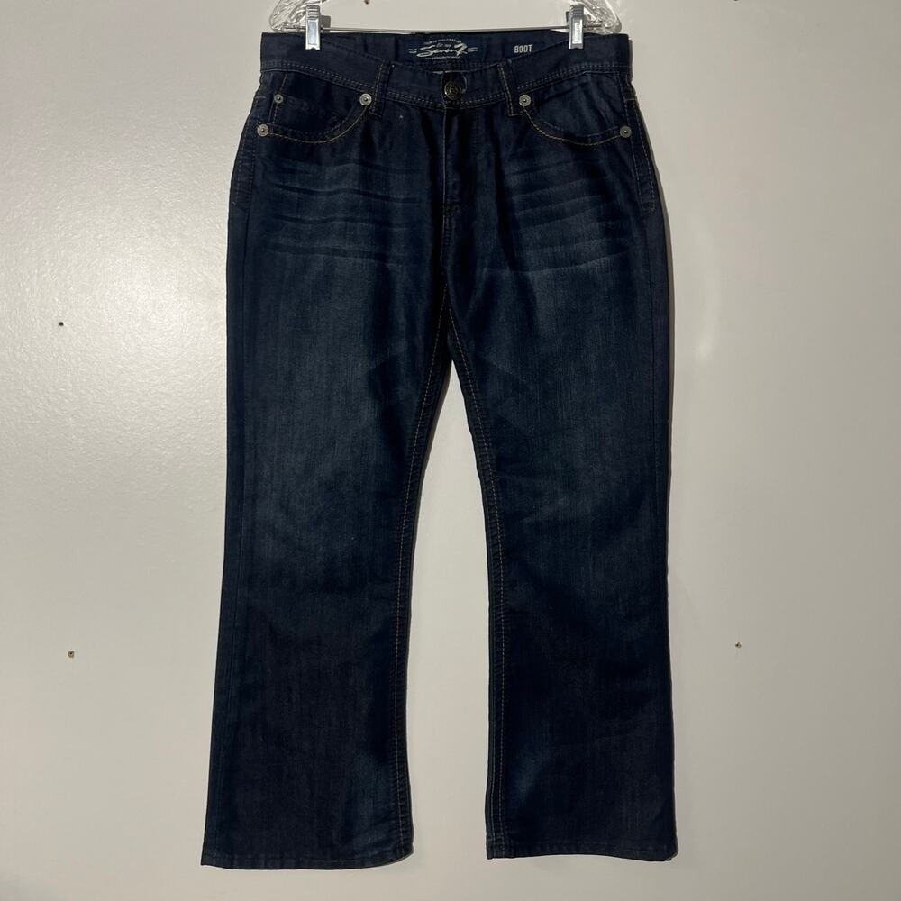 Seven7 Mens Bootcut Jeans Dark Wash Blue Denim Size 34x30 M63